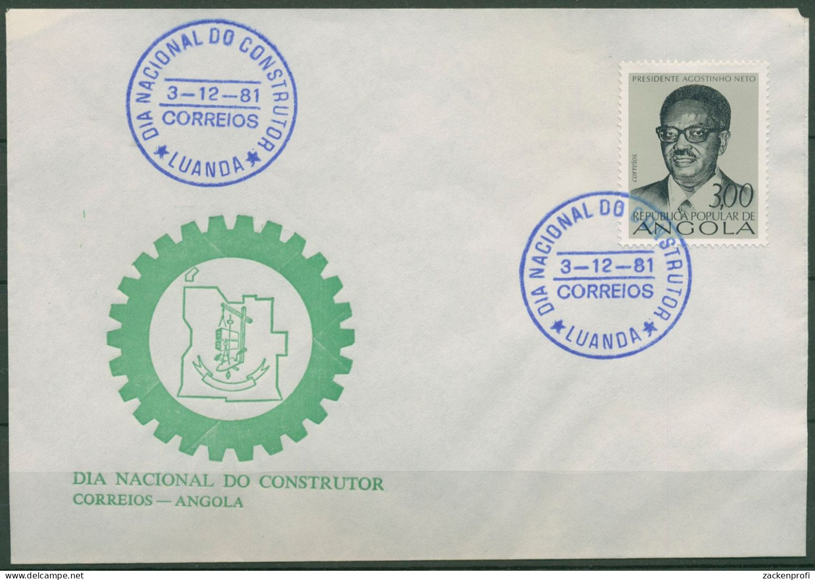Angola 1976 Ein Jahr Unabhängigkeit Präsident Neto 614 Auf Brief (X61005) - Angola