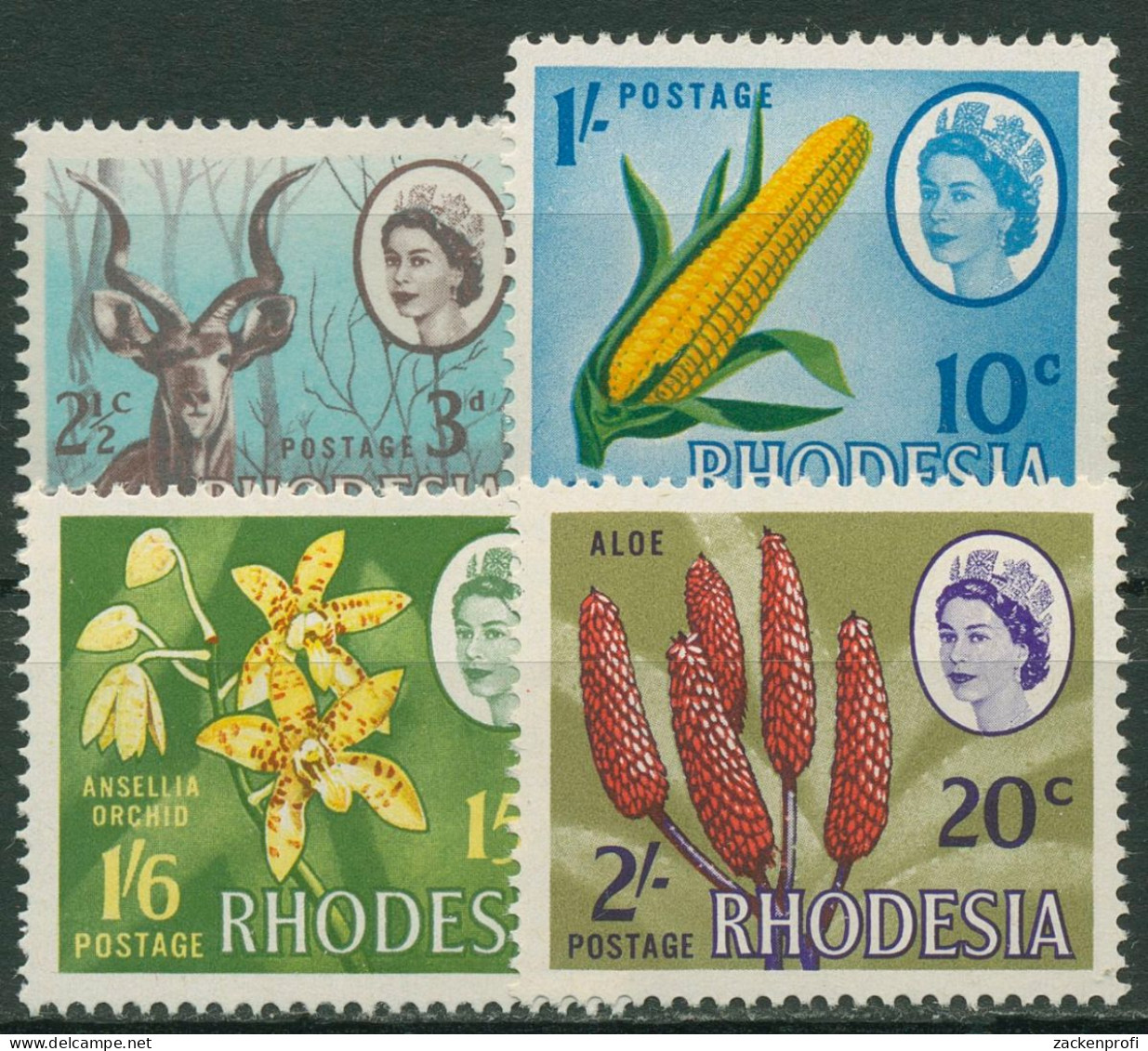 Rhodesien 1967 Landesmotive Mit Neuen Wertaufdrucken 57/60 Postfrisch - Rhodésie (1964-1980)