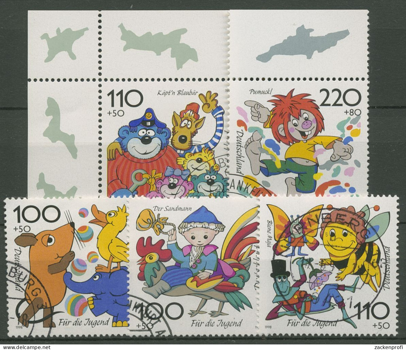 Bund 1998 Trickfilmfiguren Biene Maja Sandmann Pumuckl 1990/94 Gestempelt - Oblitérés