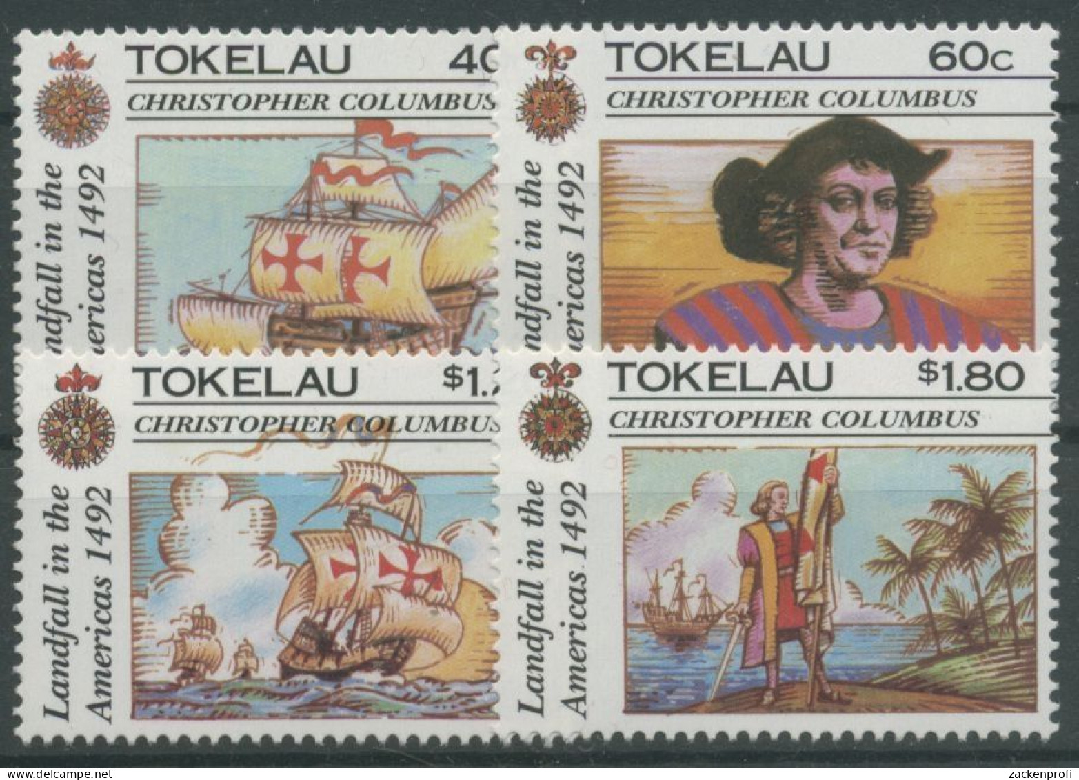 Tokelau 1992 500 J. Entdeckung Amerikas Kolumbus Segelschiffe 188/91 Postfrisch - Tokelau