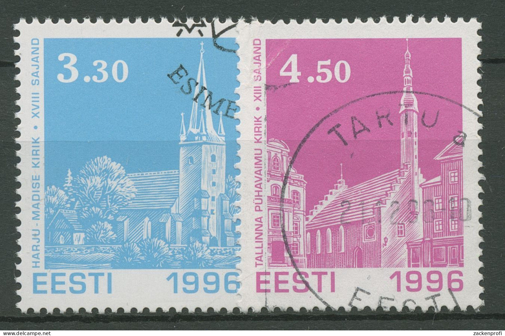 Estland 1996 Weihnachten Kirchen 290/91 Gestempelt - Estonia