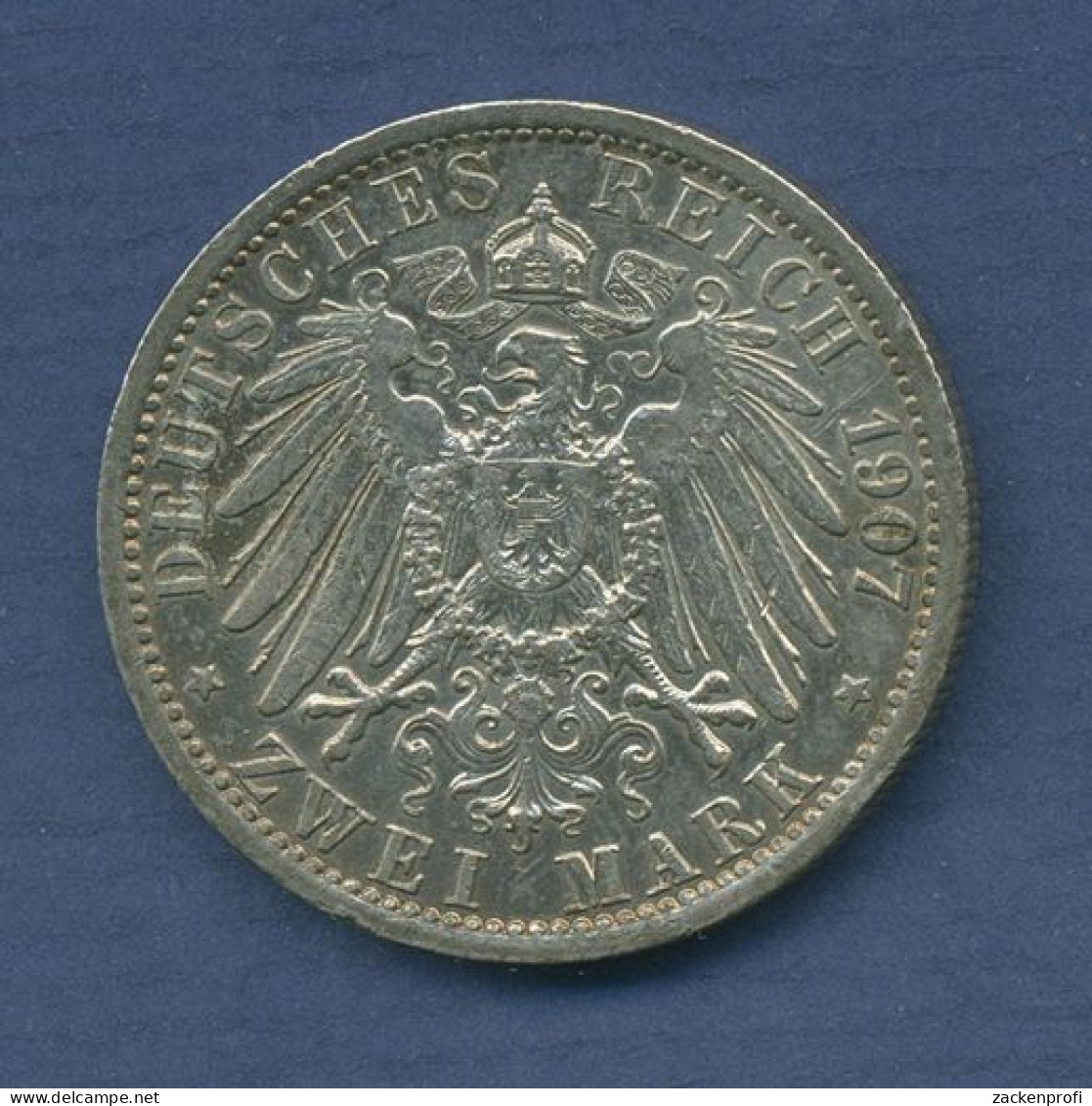Preußen 2 Mark 1907 A, Kaiser Wilhelm II., J 102 Ss-vz (m3576) - 2, 3 & 5 Mark Silber