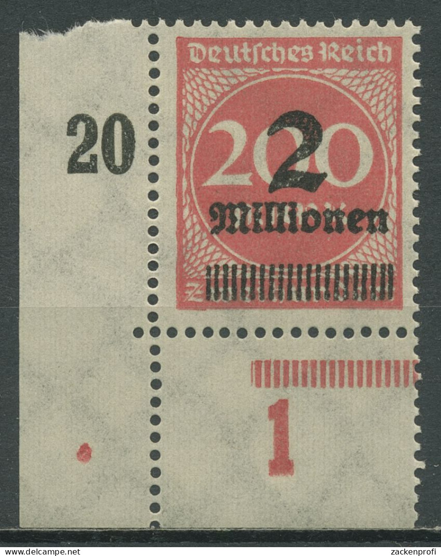 Dt. Reich 1923 Mit Aufdruck Platte Unterrand 309 A P A UR Ecke 3 Postfrisch - Ungebraucht