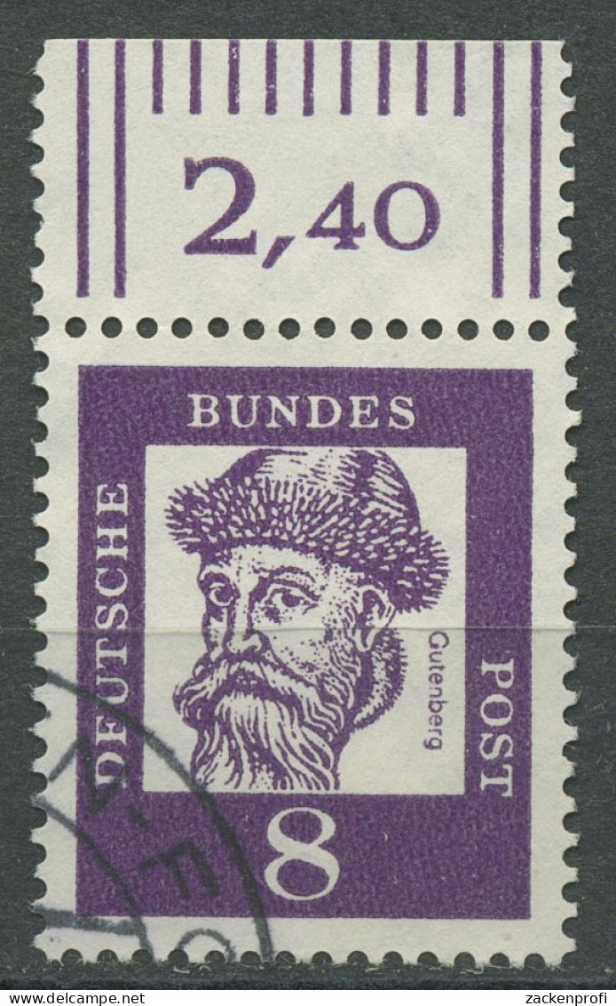 Bund 1961 Bedeutende Deutsche Mit Oberrand 349 Y W OR Gestempelt - Used Stamps