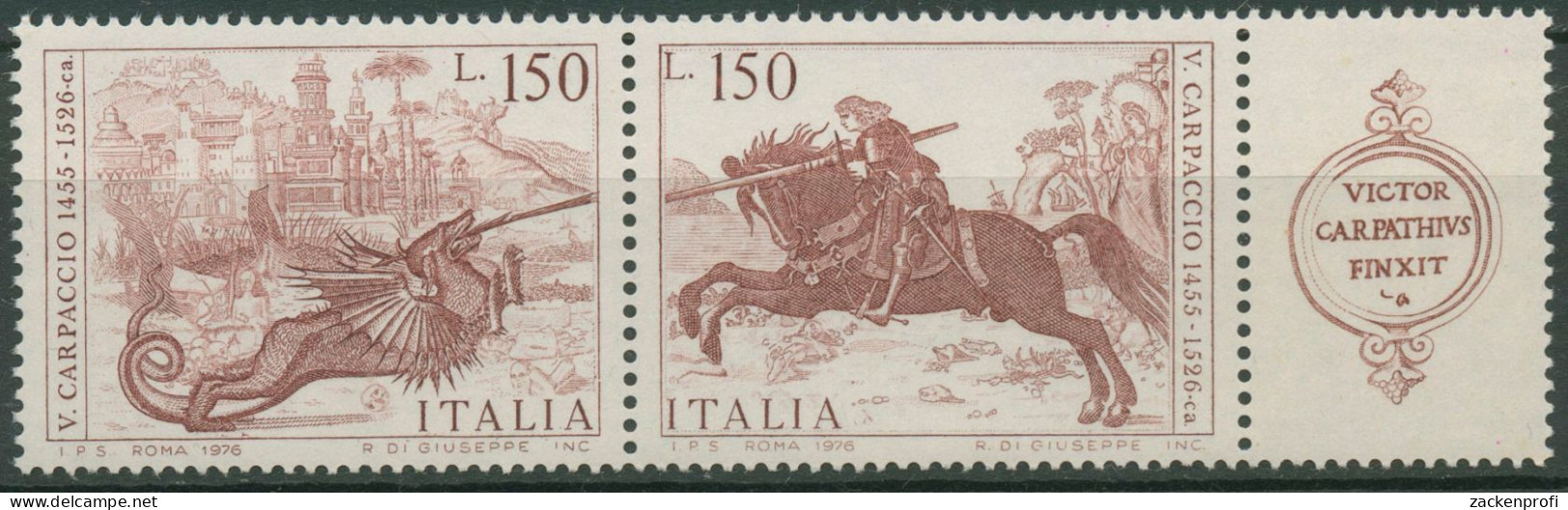 Italien 1976 Heiliger Georg Fresko 1537/38 ZD Zf Postfrisch - 1971-80: Nieuw/plakker