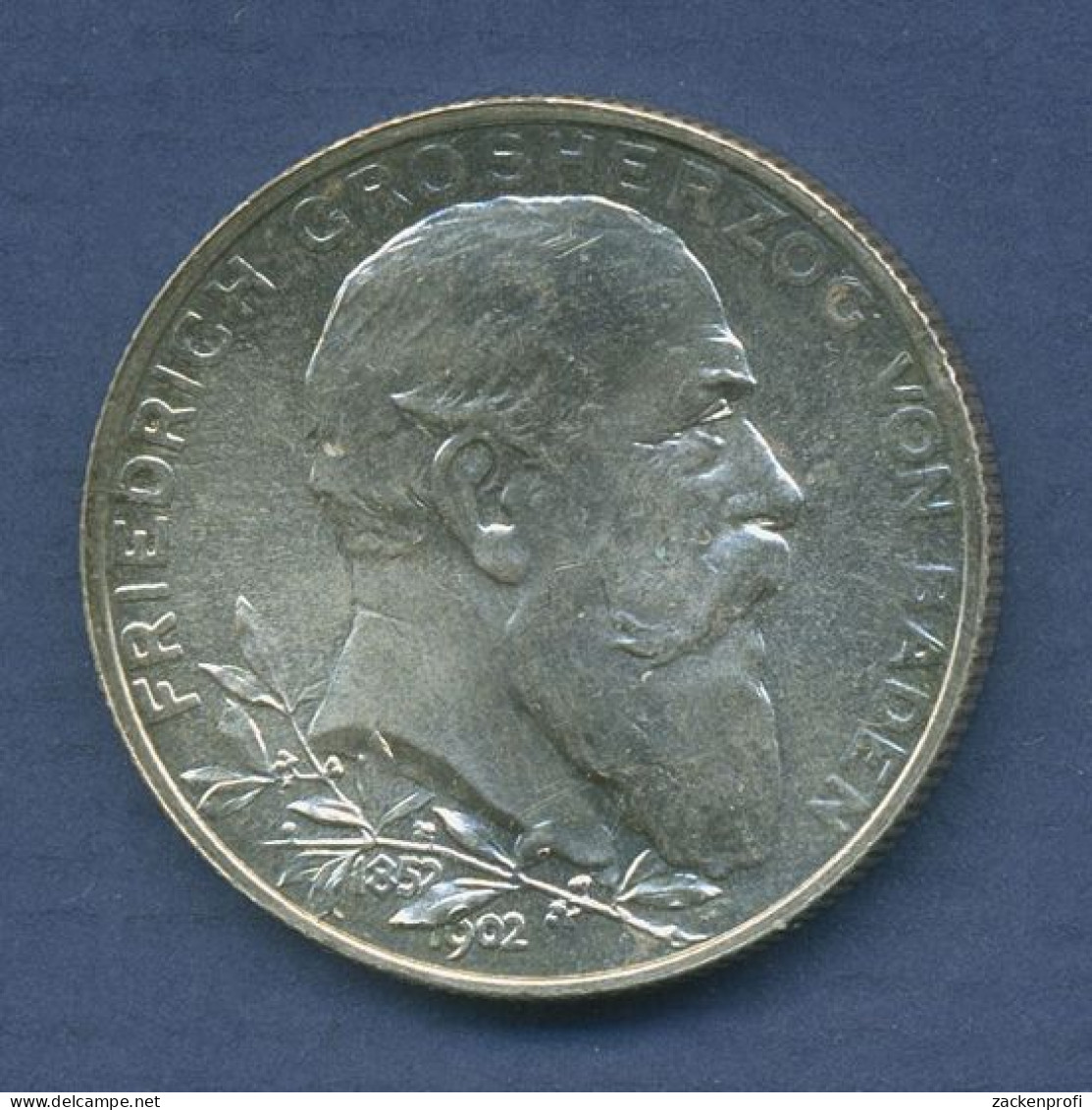 Baden 2 Mark 1902, Regierungsjubiläum Großherzog Friedrich, J 30 Fast St (m6156) - 2, 3 & 5 Mark Silber