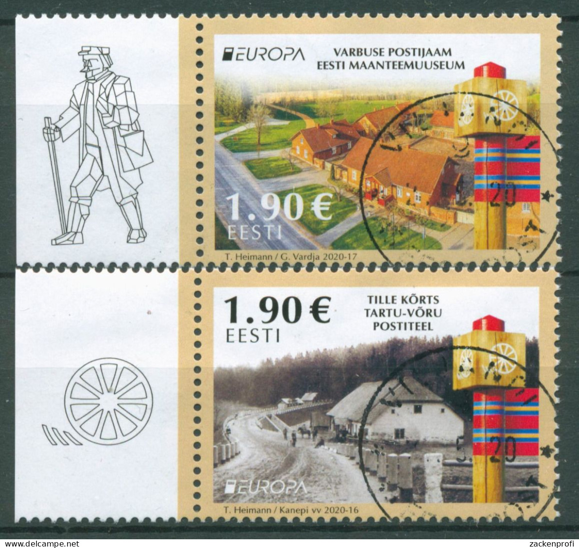 Estland 2020 Europa CEPT Historische Postrouten 986/87 Gestempelt - Estonia