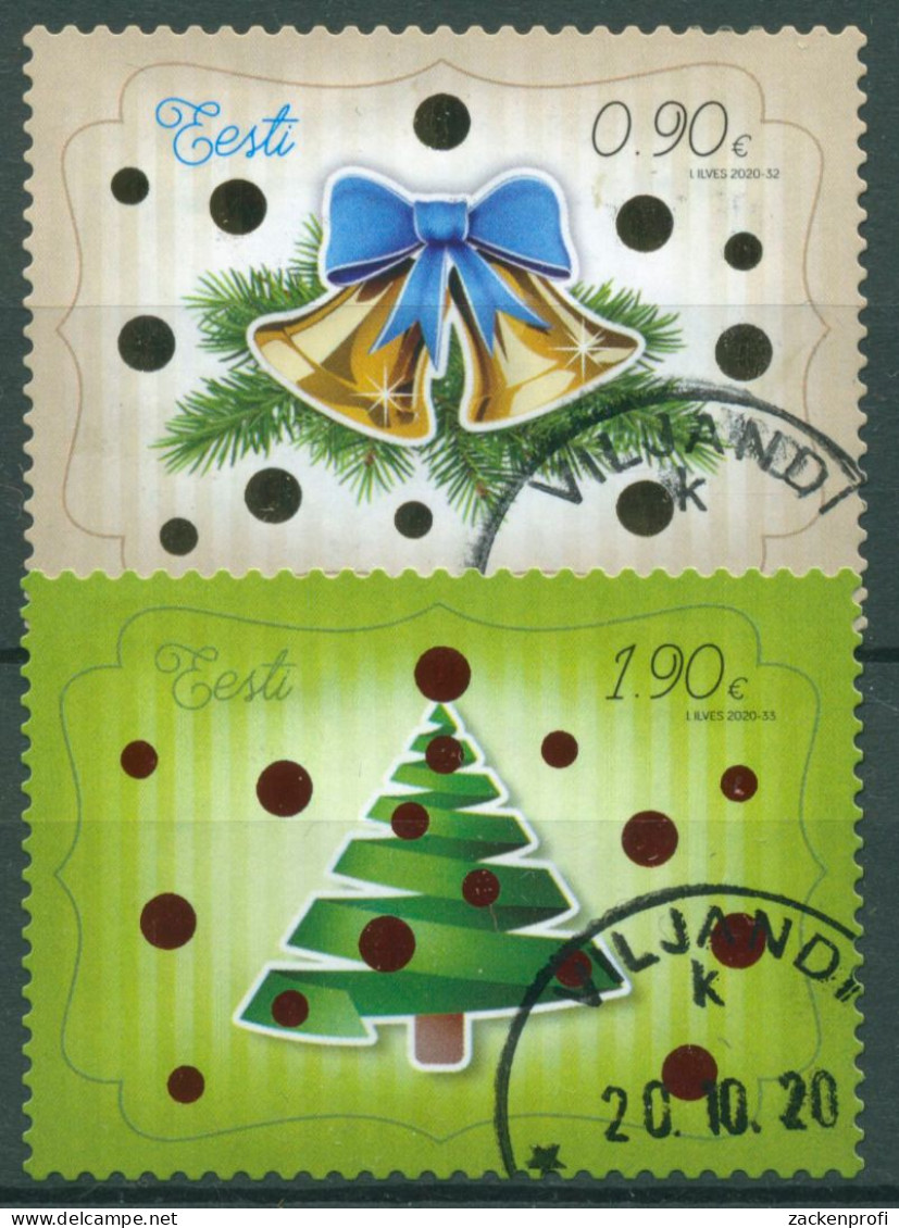 Estland 2020 Weihnachten Glocken Weihnachtsbaum 998/99 Gestempelt - Estonia