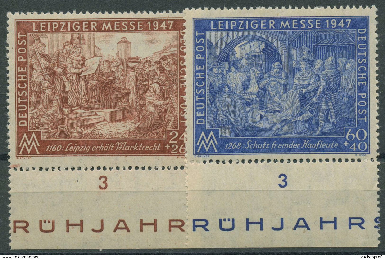 Alliierte Besetzung 1947 Leipziger Messe Mit Unterrand 941/42 II B UR Postfrisch - Neufs