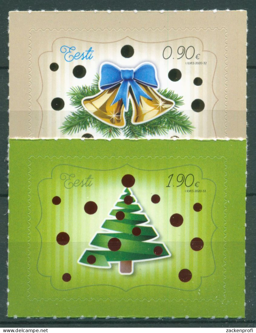Estland 2020 Weihnachten Glocken Weihnachtsbaum 998/99 Postfrisch - Estonie