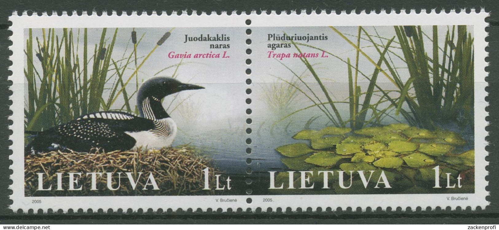Litauen 2005 Gefährdete Tiere & Pflanzen Prachttaucher 883/84 ZD Postfrisch - Lithuania