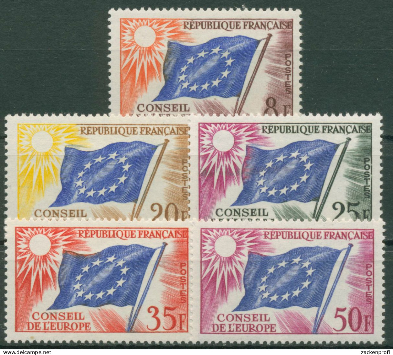 Frankreich 1958 Dienstmarken Europarat Europafahne D 2/6 Postfrisch - Mint/Hinged