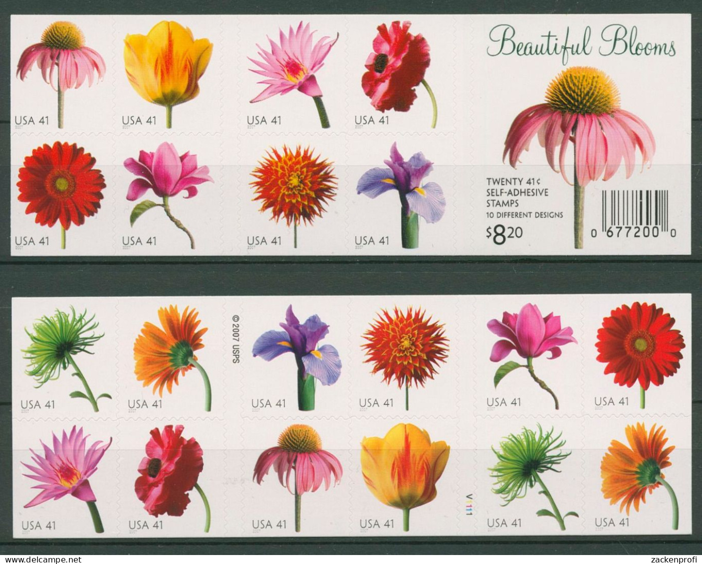 USA 2007 Blüten Blumen 4283/92 BD/BE, Folienblatt 140 Postfrisch (C28419) - 3. 1981-...