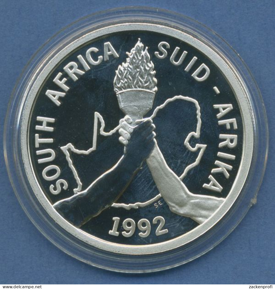 Südafrika 2 Rand 1992, Olympia Barcelona, Silber, KM 147 PP In Kapsel (m5161) - Zuid-Afrika