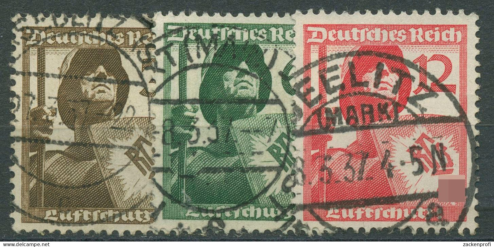 Deutsches Reich 1937 Luftschutz 643/45 TOP-Stempel - Usados