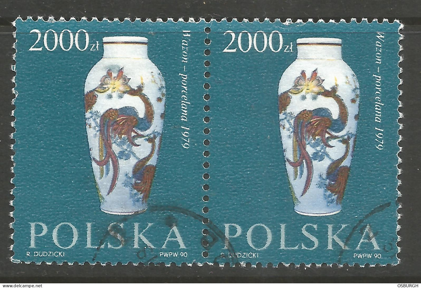 POLAND. 1979. 2000zl WAZON PORCELAIN VASE USED PAIR. - Used Stamps