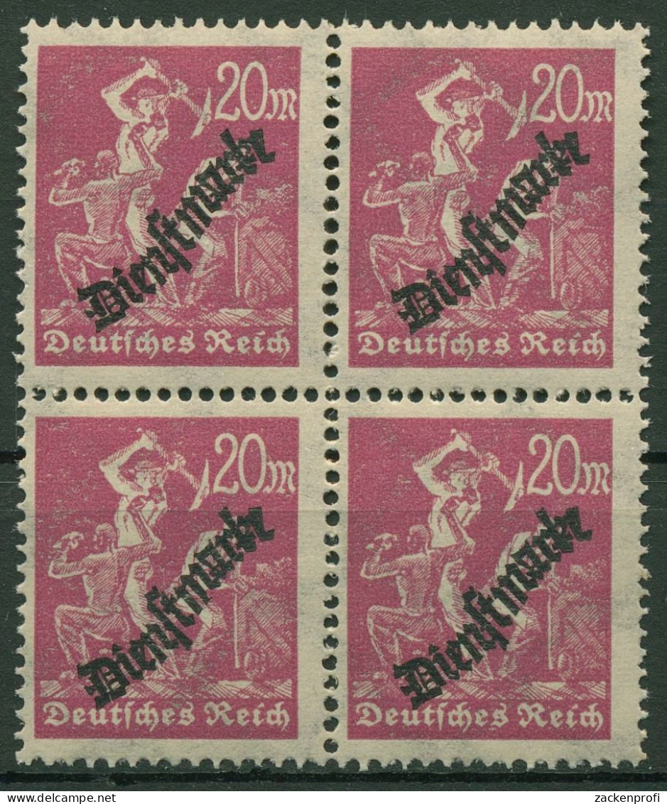 Dt. Reich Dienstmarke 1923 Liegendes Wasserzeichen D 75 Y 4er-Block Postfrisch - Oficial