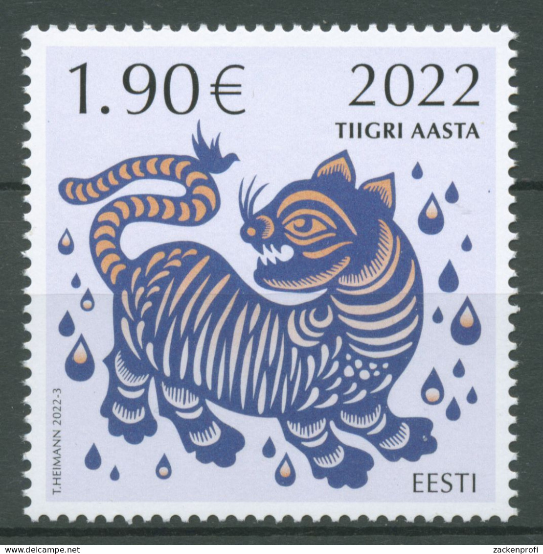 Estland 2022 Chinesisches Neujahr Jahr Des Tigers 1034 Postfrisch - Estonie