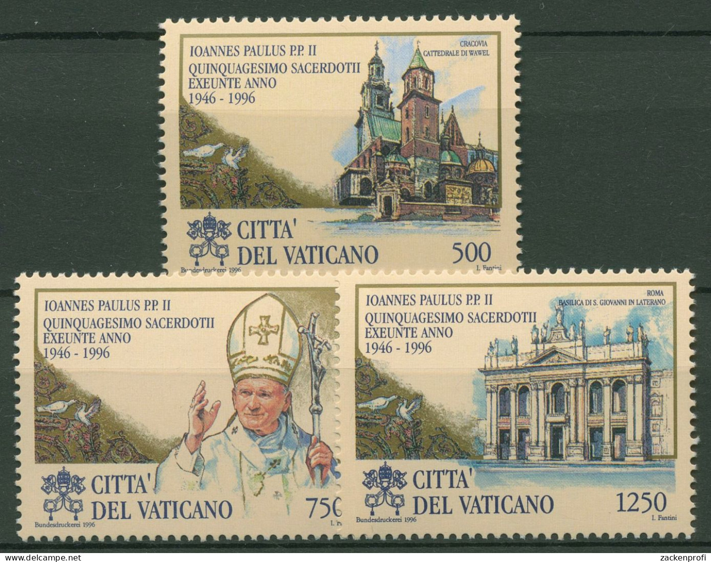 Vatikan 1996 Papst Johannes Paul II. Priesterjubiläum 1181/83 Postfrisch - Neufs