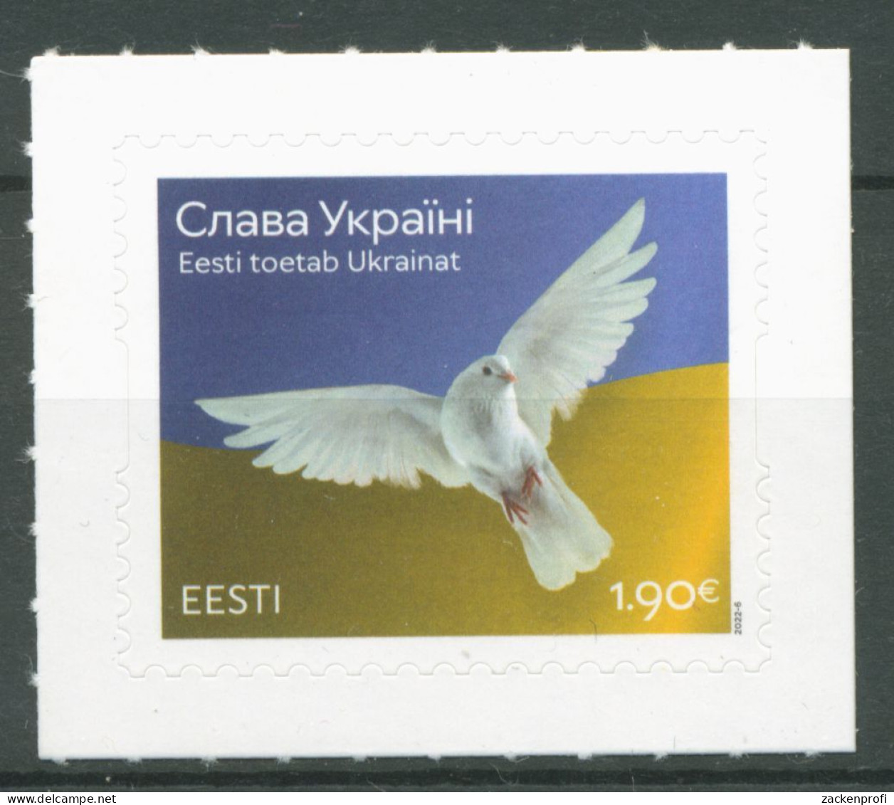 Estland 2022 Solidarität Mit Ukraine Friedenstaube 1037 Postfrisch - Estonia