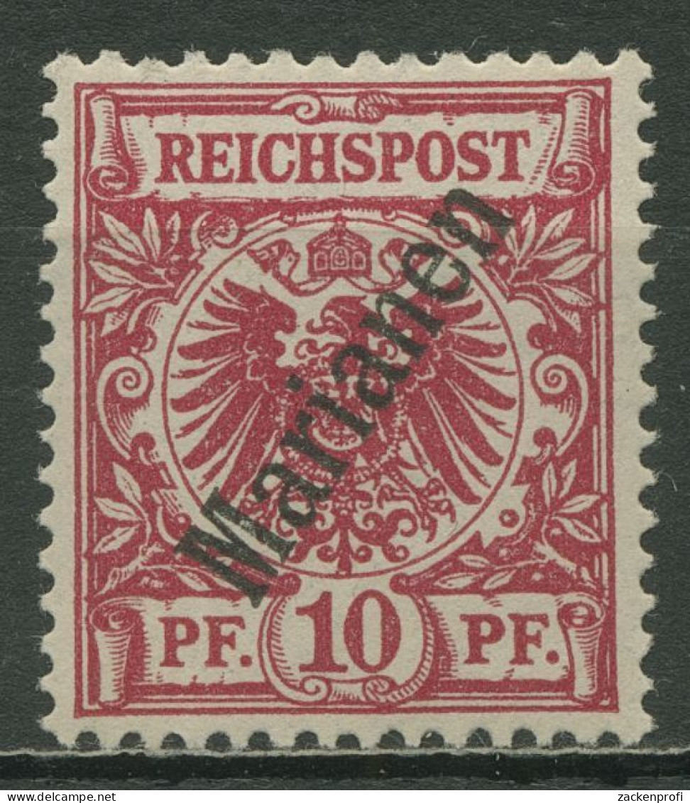 Marianen 1900 Krone/Adler Mit Aufdruck 3 II B Mit Falz, Geprüft - Mariannes