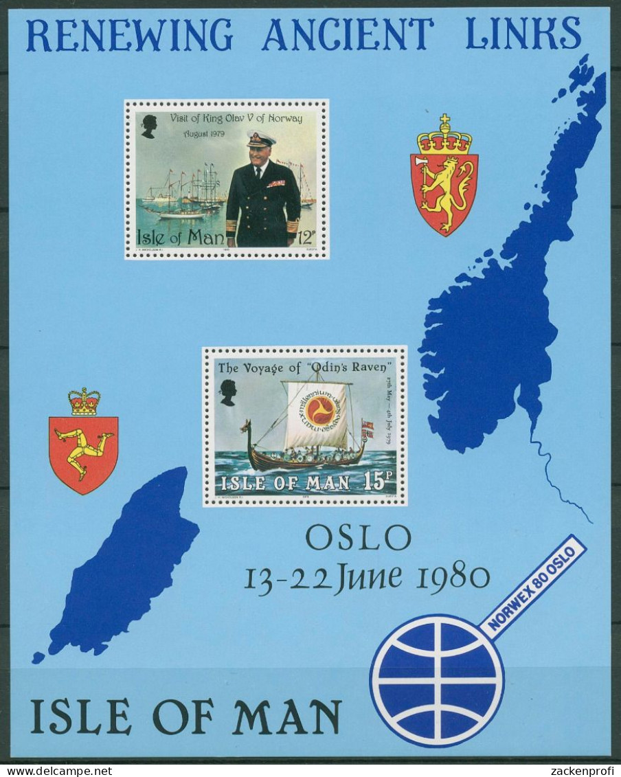 Isle Of Man 1980 König Olav V. Von Norwegen Schiff Block 4 Postfrisch (C63010) - Isle Of Man