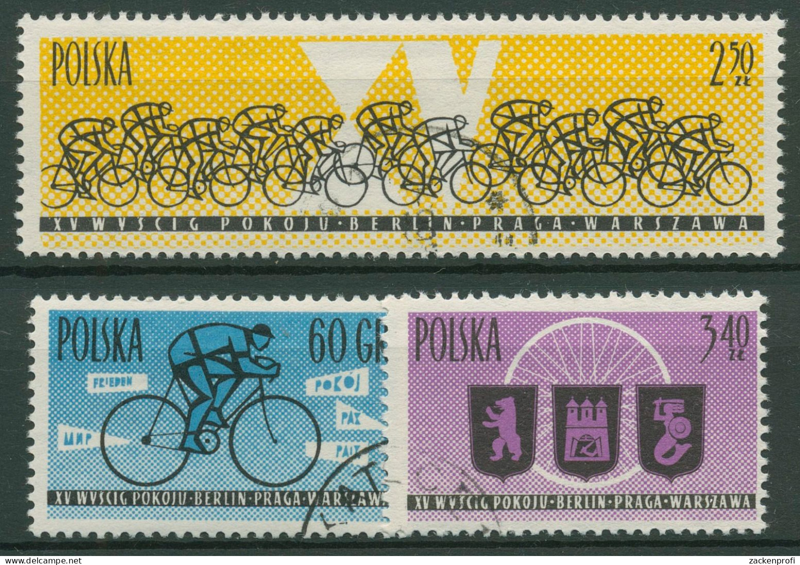 Polen 1962 Radsport Internationale Friedensfahrt 1306/08 Gestempelt - Oblitérés