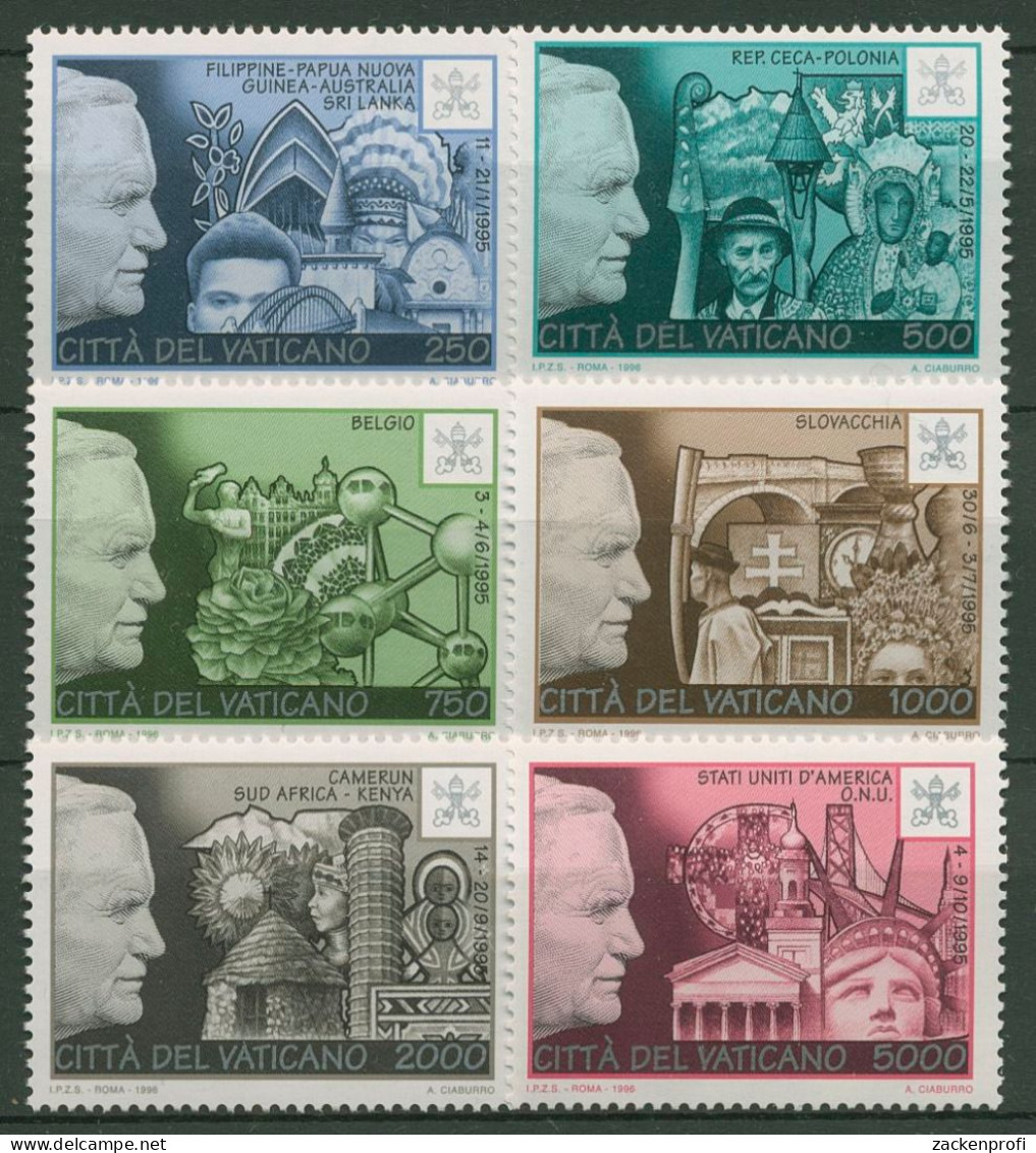 Vatikan 1996 Die Weltreisen Von Papst Johannes Paul II. 1190/95 Postfrisch - Unused Stamps