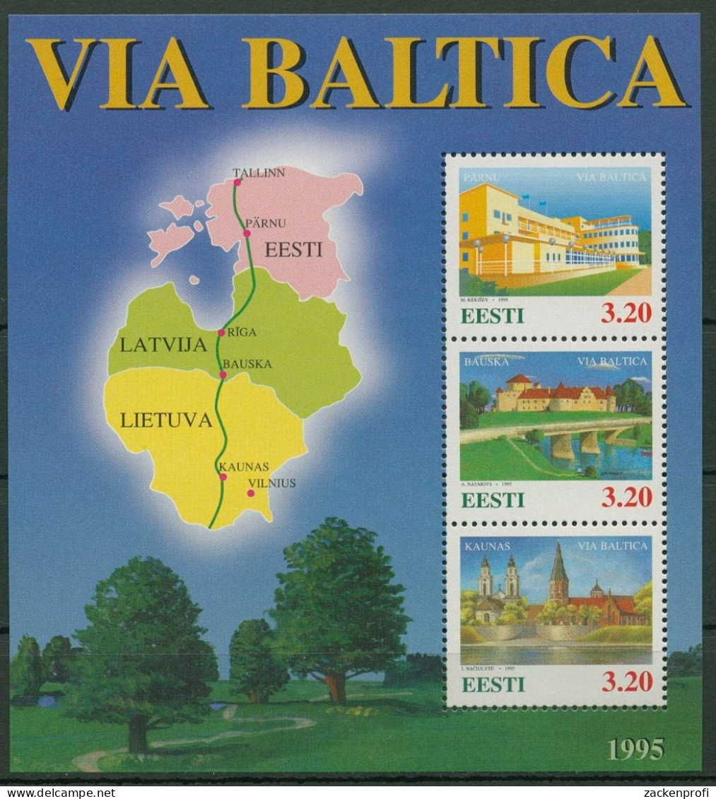 Estland 1995 VIA BALTICA Block 8 Postfrisch (C90197) - Estonie