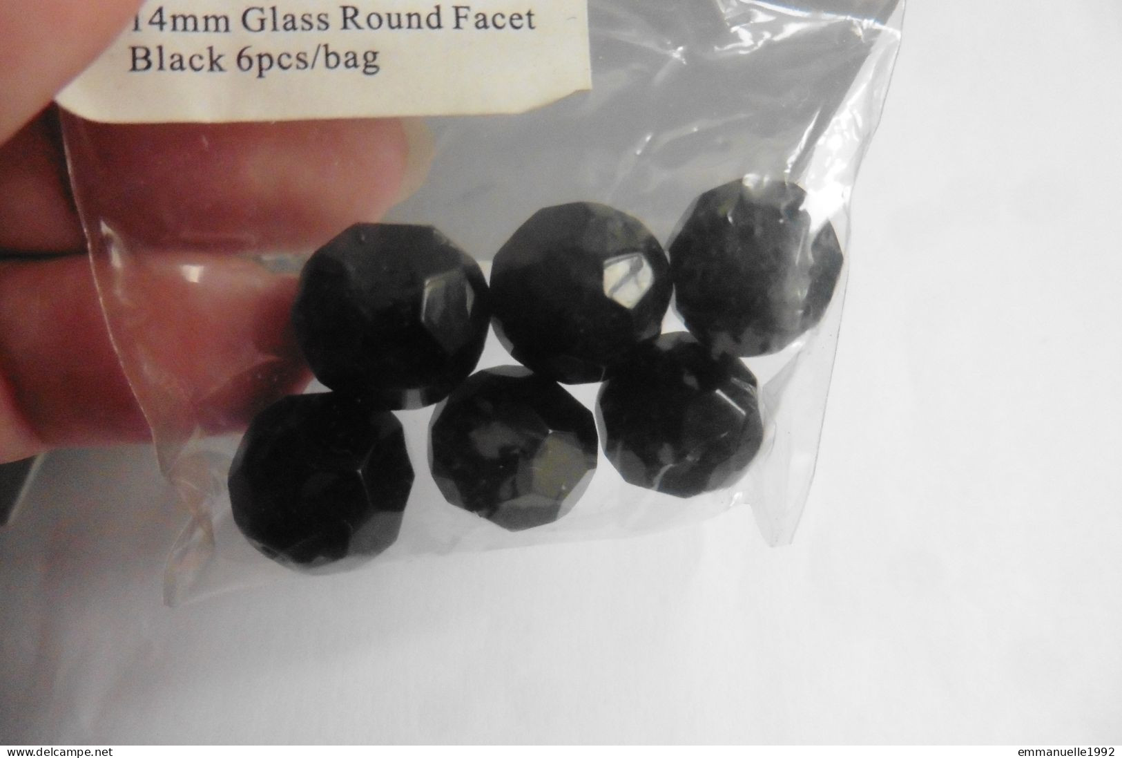 Sachet De 6 Perles Rondes En Cristal Noir - Cristaux à Facettes 14 Mm - Pour Création Bijoux - Sonstige & Ohne Zuordnung