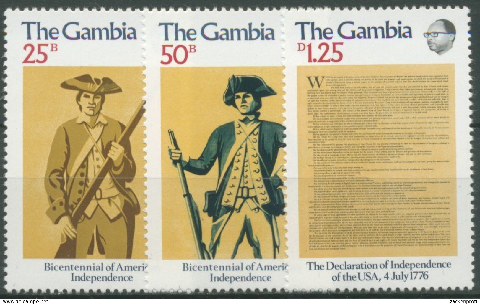 Gambia 1976 200 Jahre Unabhängigkeit Der USA 326/28 Postfrisch - Gambie (1965-...)