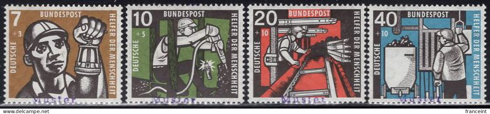 GERMANY(1957) Mining. Set Of 4 With MUSTER (specimen) Overprint. Scott No B356-9. - Other & Unclassified