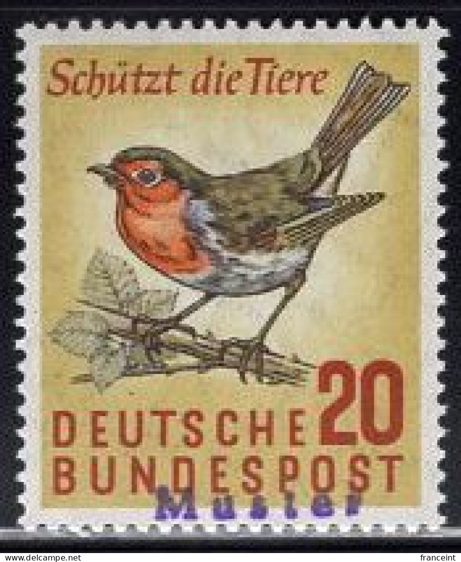 GERMANY(1957) European Robin. MUSTER (specimen) Overprint. Scott No 774. - Autres & Non Classés