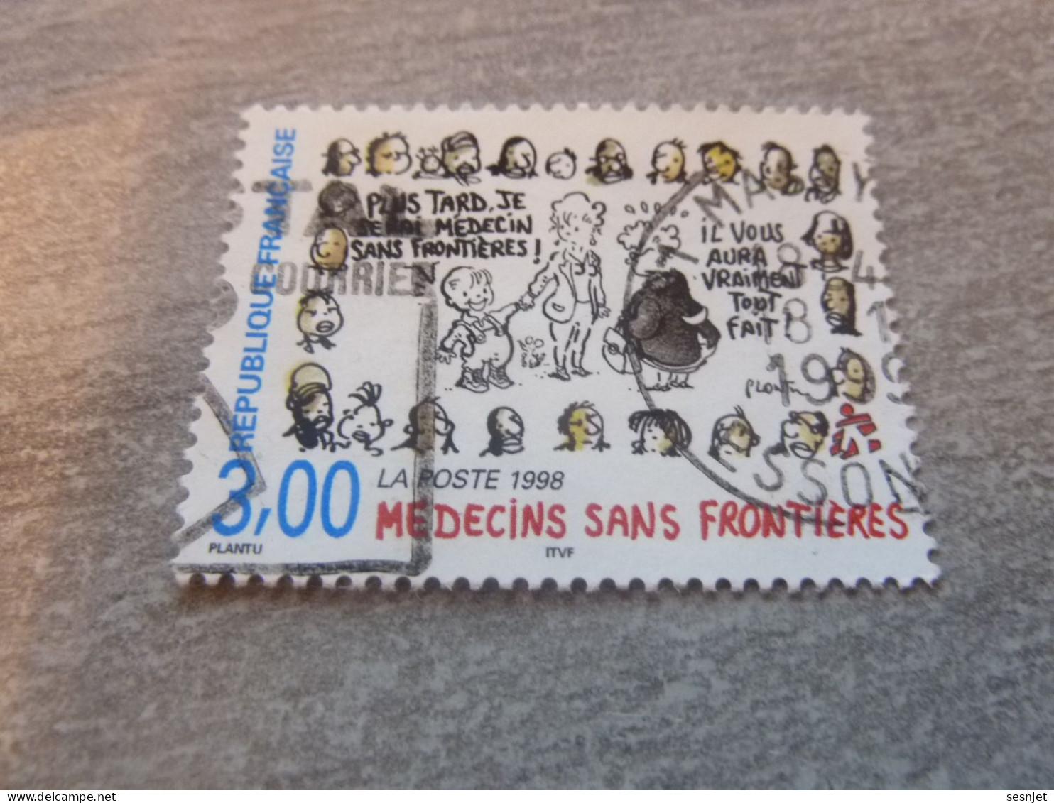 Médecins Sans Frontières - Logo Et Dessin De Plantu - 3f. - Yt 3205 - Multicolore - Oblitéré - Année 1998 - - Gebraucht