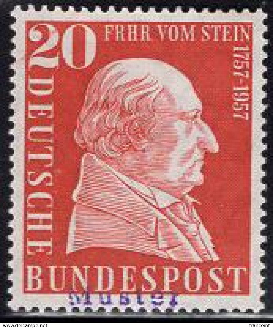 GERMANY(1957) Baron Vom Stein. MUSTER (specimen) Overprint. Scott No 776. - Autres & Non Classés