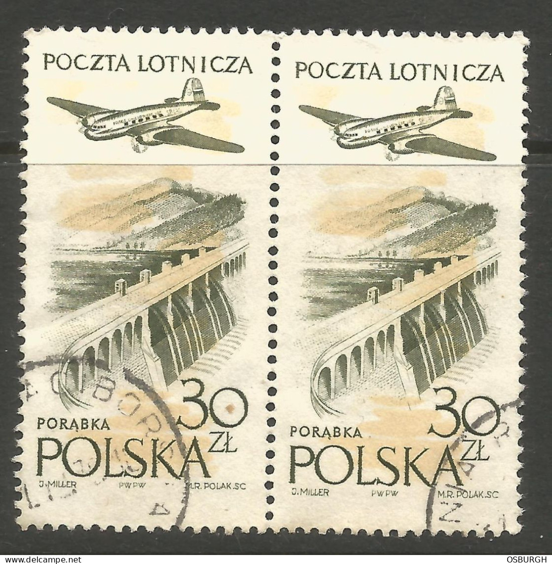 POLAND. 1958. 30zl PORABKA USED PAIR. - Used Stamps