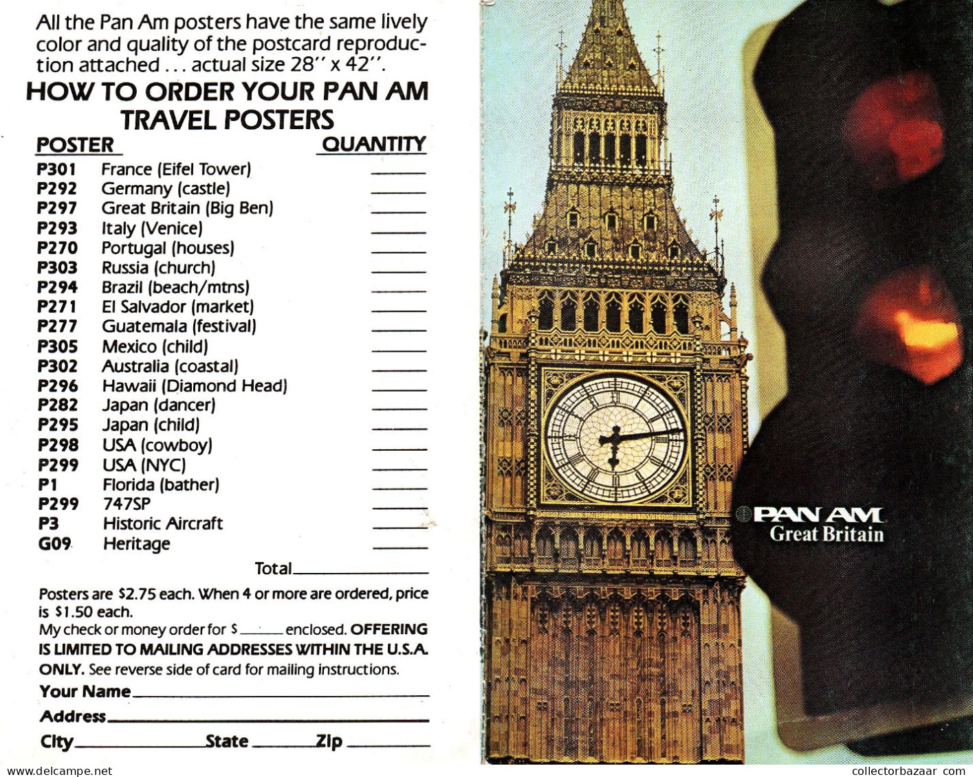 Pan Am Great Britain Card And Timetable - Autres & Non Classés
