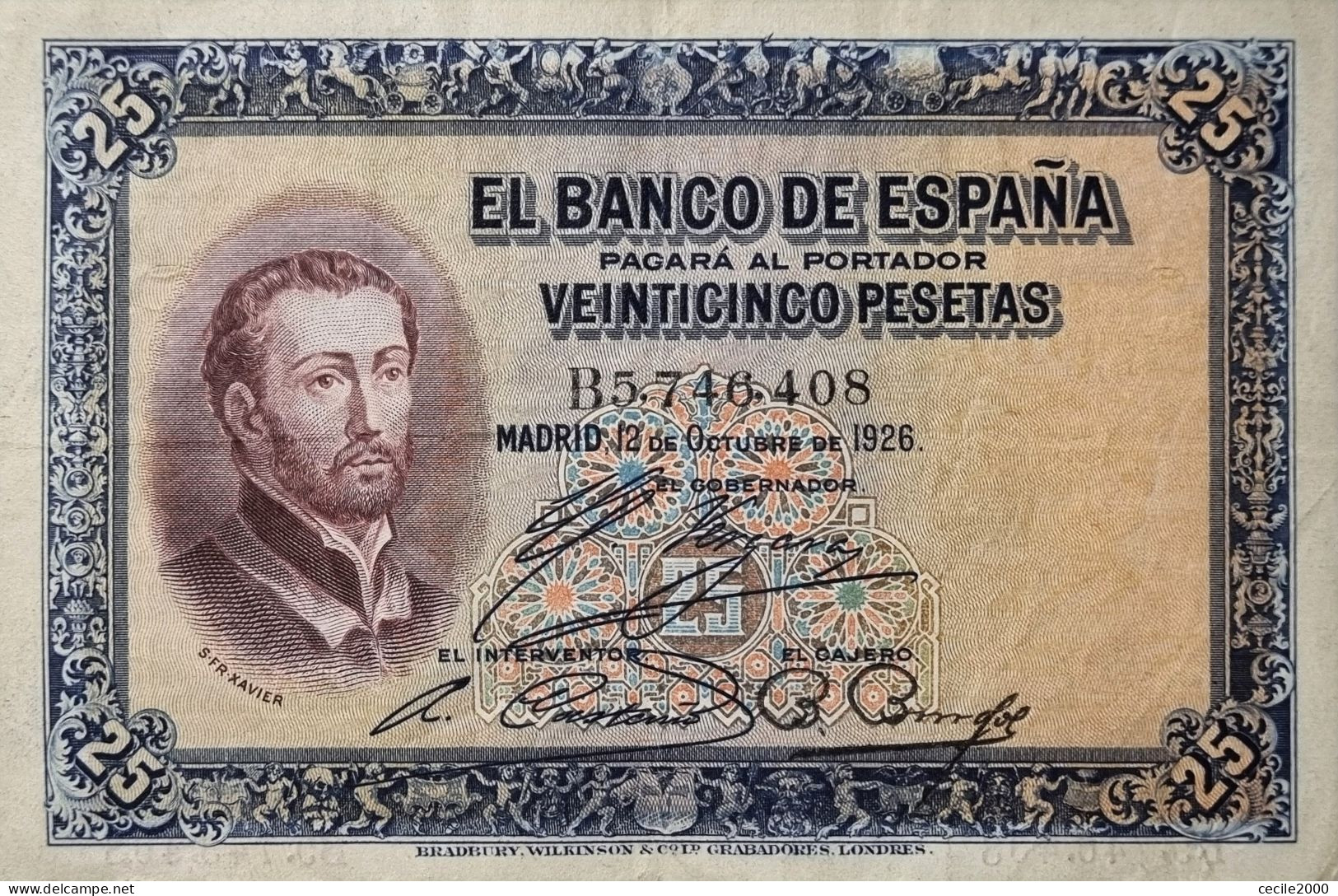SPAIN BANKNOTE 25 PESETAS 1926 AXF / BILLETE ESPAÑA *COMPRAS MULTIPLES CONSULTAR* - 1-2-5-25 Peseten