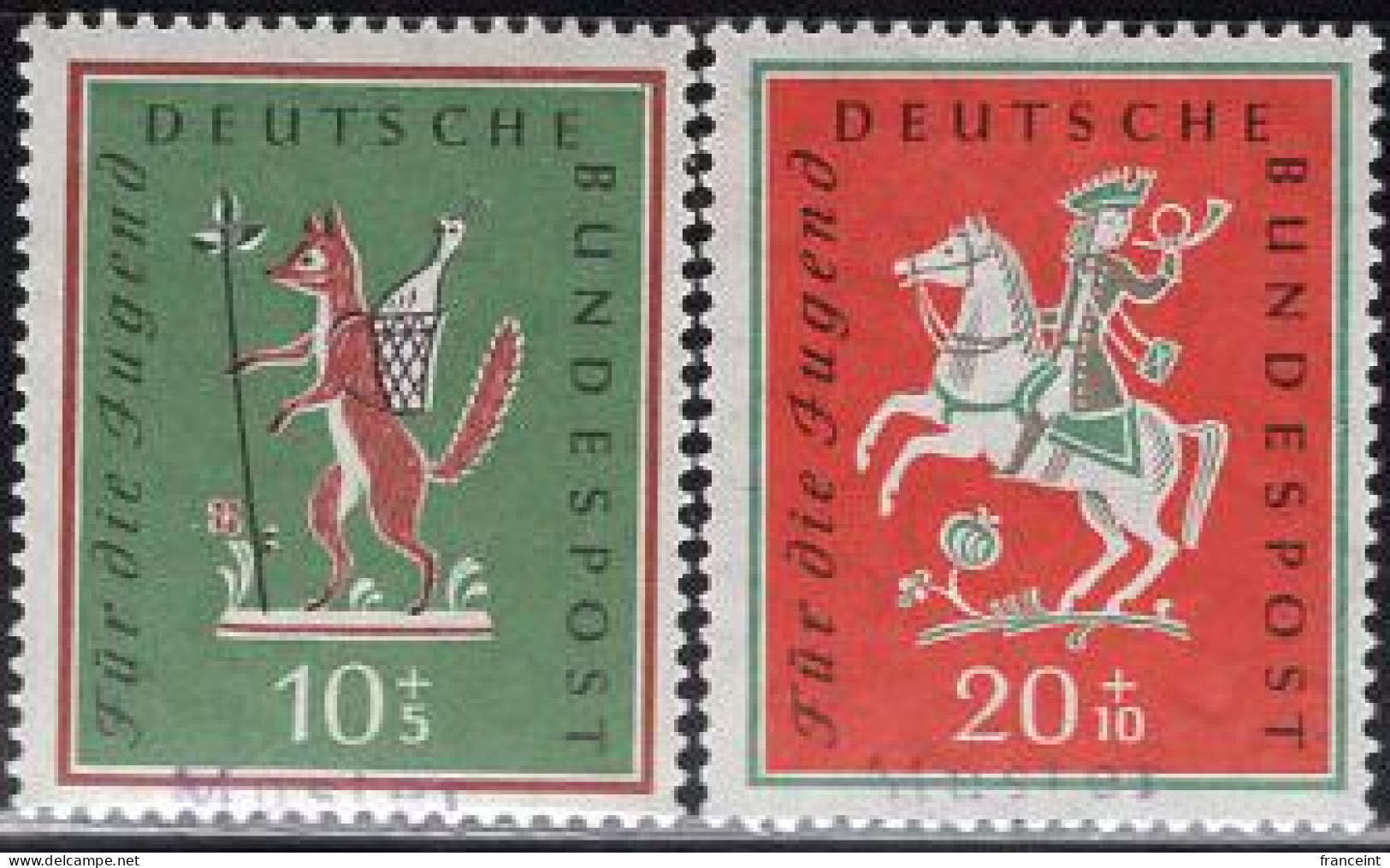 GERMANY(1958) "A Hunter From The Palatinate". "The Fox Who Stole A Goose". Set Of 2 With MUSTER (specimen) Overprint. Ge - Autres & Non Classés