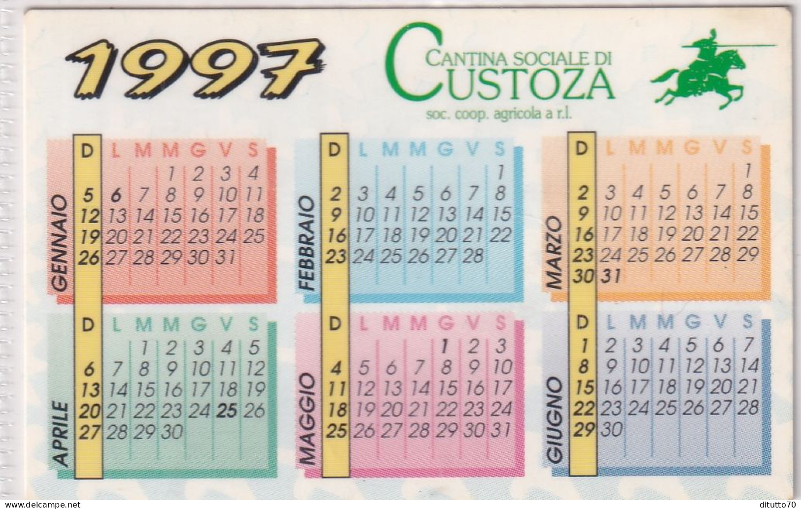 Calendarietto - Cantina Sociale Di Custoza - Anno 1997 - Tamaño Pequeño : 1991-00