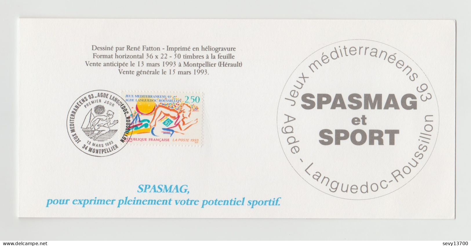 France Année 1993 Jeux Méditerranéens 93 "Spasmag Et Sports" - Ungebraucht