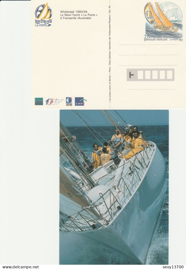2 Cartes Le Maxi Yacht De La Poste - 1993 - Yet T N° 2831CP1 Et 2831CP2  Et Enveloppe Course Autour Du Monde En équipage - Standard- Und TSC-AK (vor 1995)