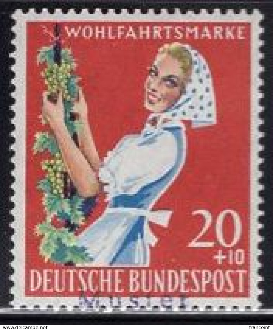 GERMANY(1958) Girl Picking Grapes. MUSTER (specimen) Overprint. Scott No B364. - Autres & Non Classés