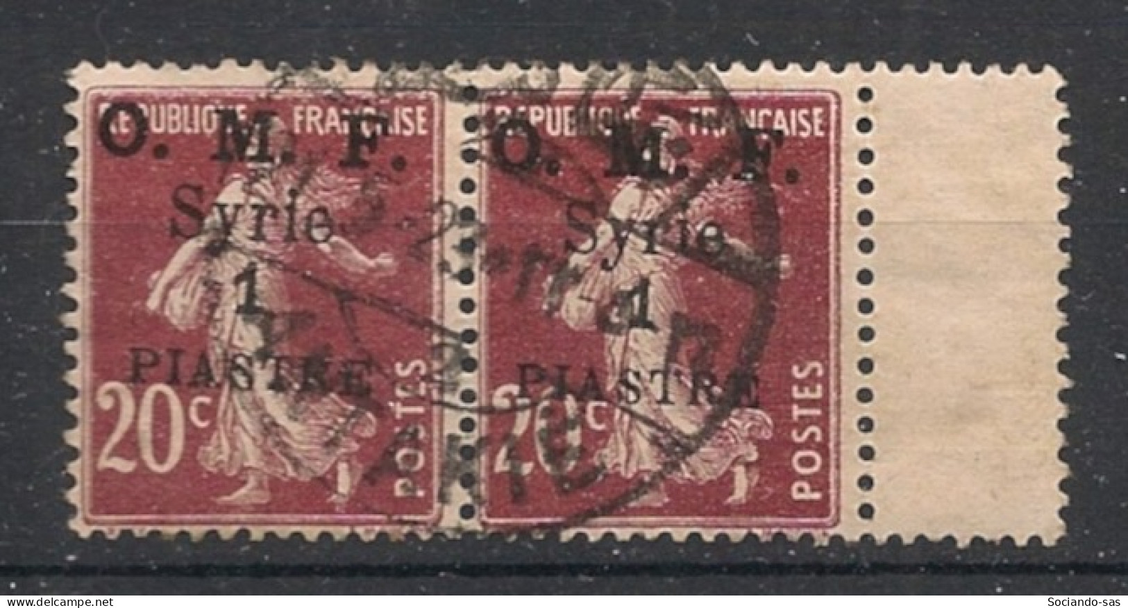 SYRIE - 1920-22 - N°YT. 60 - Type Semeuse 1pi Sur 20c Brun - Oblitéré / Used - Used Stamps