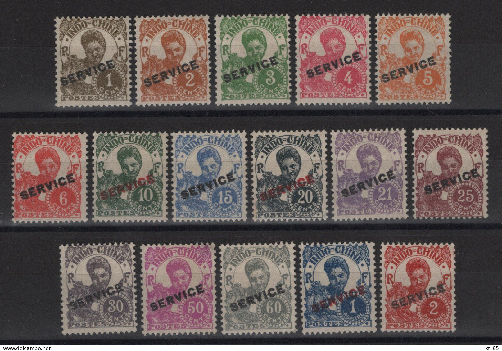 Indochine - Service N°17 à 32 - Cote 150€ - NSG Neufs Sans Gomme (cote Des Obliteres) - Unused Stamps