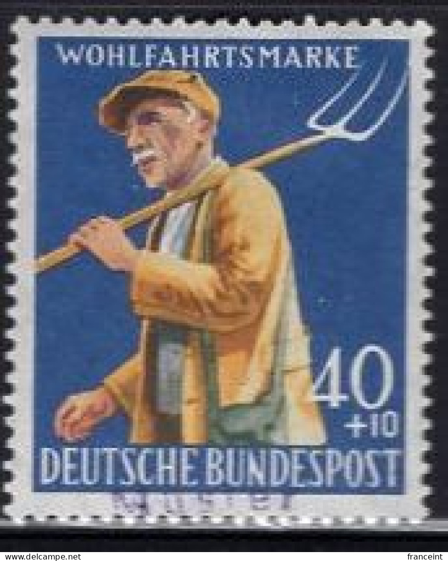 GERMANY(1958) Farmer With Pitchfork. MUSTER (specimen) Overprint. Scott No B365. - Other & Unclassified