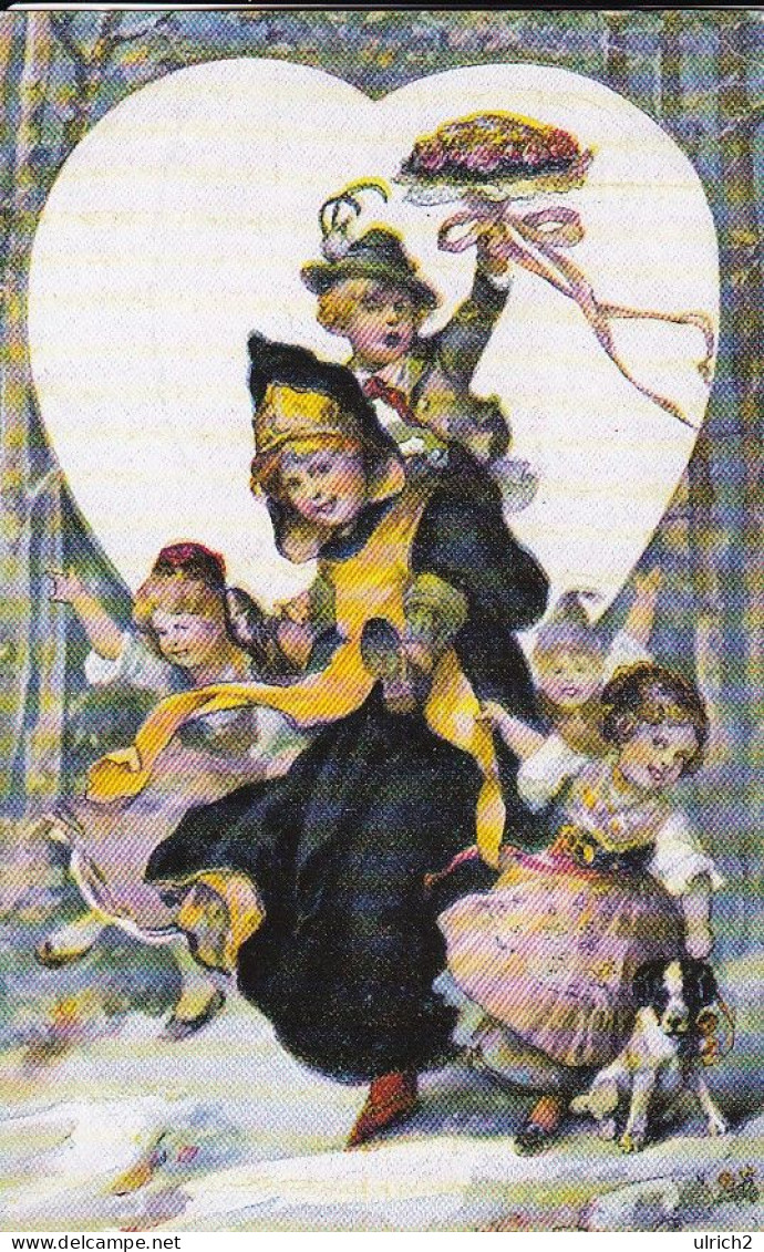 AK Kinder In Tracht Mit HUnd - Künstlerkarte - Ca. 1910 (69110) - Gruppi Di Bambini & Famiglie