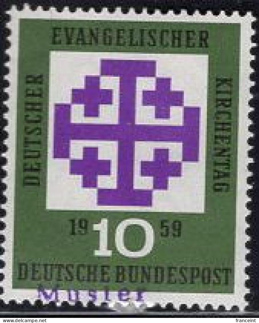 GERMANY(1959) Synod Emblem. MUSTER (specimen) Overprint. Meeting Of German Protestants. Scott No 803. - Other & Unclassified