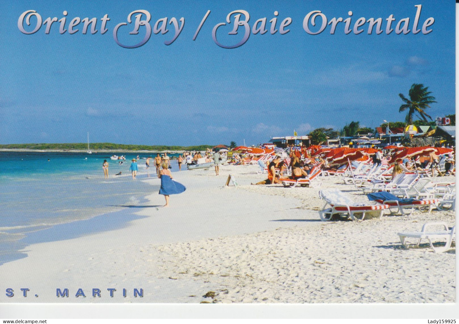 St Martin Baie Orientale,  Plage Sable Blanc, Parasols Rouge, Animation CM 2 Scans - Saint-Martin