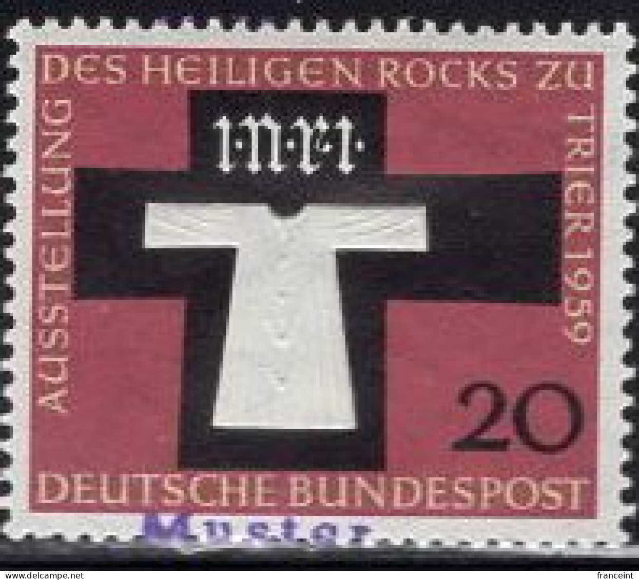 GERMANY(1959) Holy Coat Of Triere. MUSTER (specimen) Overprint. Scott No 802. - Autres & Non Classés